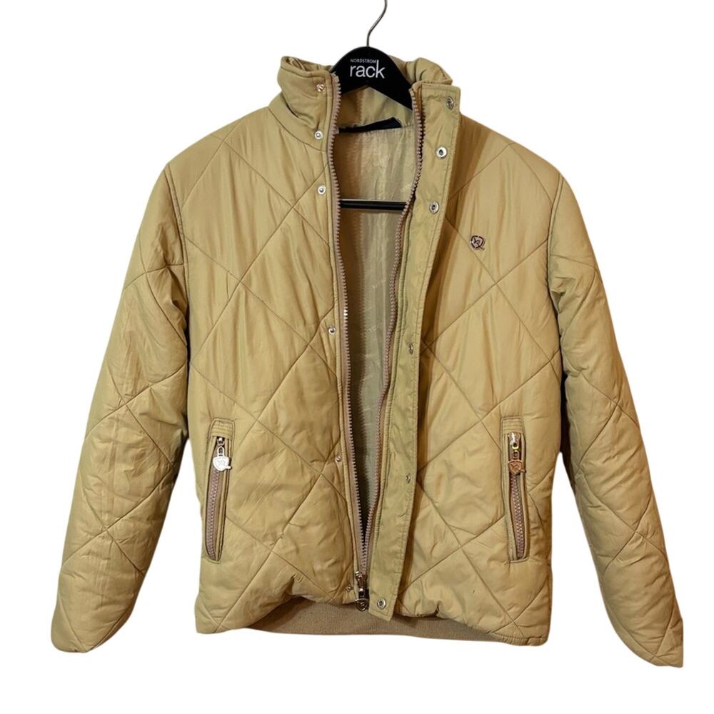Vintage Rocawear Beige Quilted Puffer Jacket Medium Streetwear JayZ HipHop Y2K